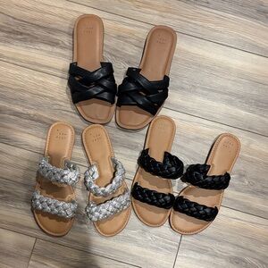 a new day Black and Silver Women's Sandal lot (3pairs)